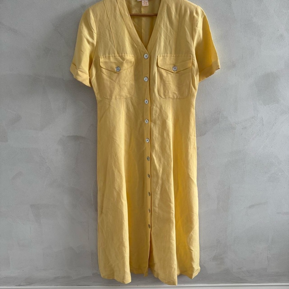 Brooks Brothers - Vintage Yellow Linen-Blend Button-Front Midi Dress